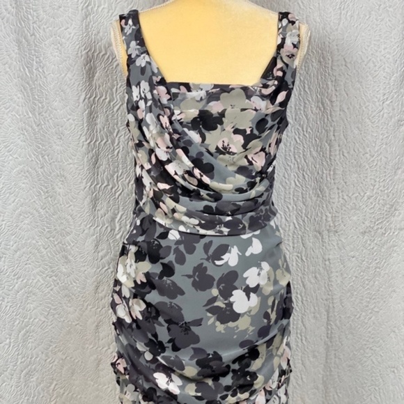 Express Sleeveless Floral Print Ruched Draped Mini Dress - Picture 1 of 9
